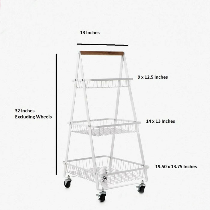 Multi-Function Multi Purpose A Shape Metal Trolle Mobile Trolley Cart (3-Tier)