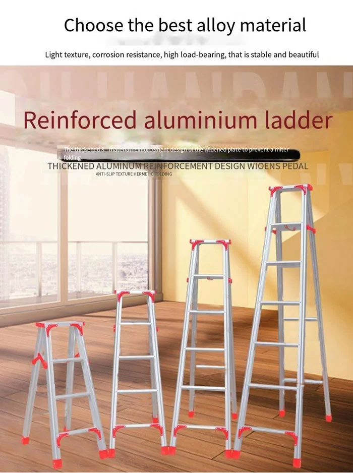 1.2 Mm Thickened Aluminum Alloy Widened Non-Slip Design Ladder 8 Step