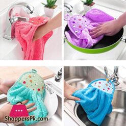1Pcs Coral Velvet Bathroom Supplies Soft Hand Towel Absorbent Cloth Dishcloths Hanging Cloth Kitchen Accessories