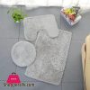 3 Pc Bathroom Set Bath Mat RUG, Contour, and Toilet Lid Cover, with Rubber Backing