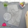 3 Pc Bathroom Set Bath Mat Rug, Contour, And Toilet Lid Cover, With Rubber Backing
