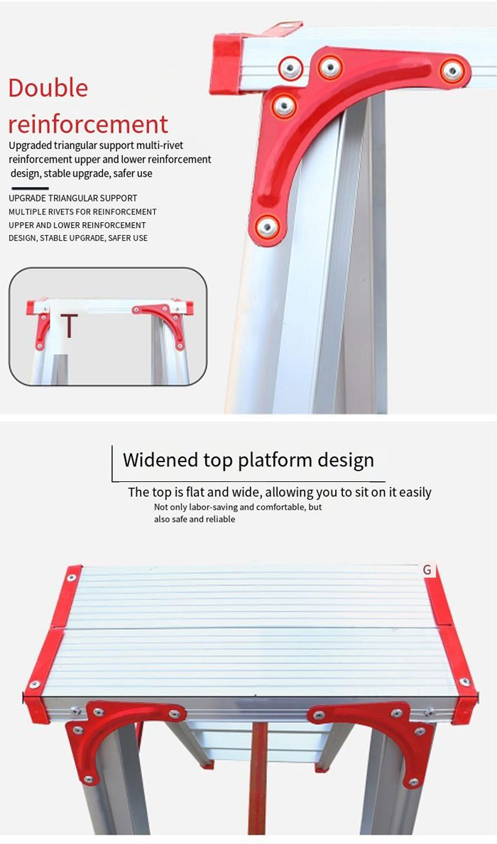 1.2 Mm Thickened Aluminum Alloy Widened Non-Slip Design Ladder 6 Step