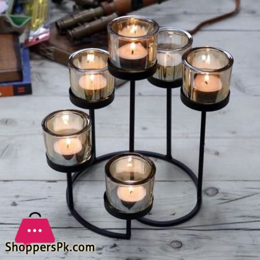 6 Cup Iron Votive Candle Holder - 12 Inch