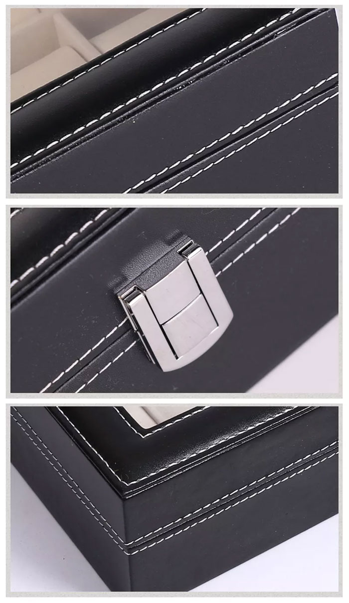 6 Grid Square Watch Storage Box Organizer Watch Case With Leather Finish High-Elastic Pillow