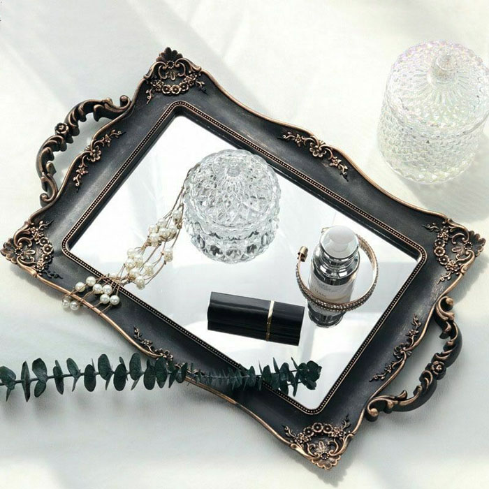 Beautiful Mirror Tray Pvc Fiber Body 15 X 9.5 Inch