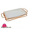 Brilliant Rectangle Serving Dish With Gold Stand 12 Inch - BR16009