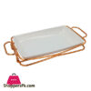 Brilliant Rectangle Serving Dish With Gold Stand 10 Inch - Br16008
