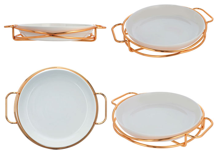 Brilliant Round Serving Dish With Gold Stand 13 Inch - Br16016