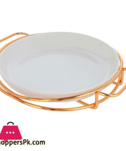 Brilliant Round Serving Dish With Gold Stand 9 Inch - BR16014