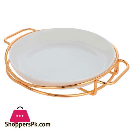 Brilliant Round Serving Dish With Gold Stand 9 Inch - BR16014