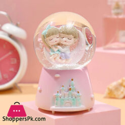 Couple On Moon Musical Dome Creative Season Tree Snow Globe Crystal Ball Rotating Music Box Home Decoration