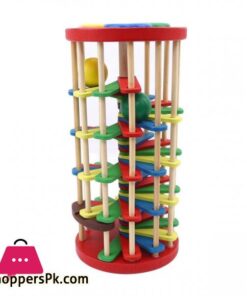Creative Intelligence Block Shape Pound And Roll Wooden Tower With Hammer Knock The Ball Rolling Off Ladder Baby Toys Best