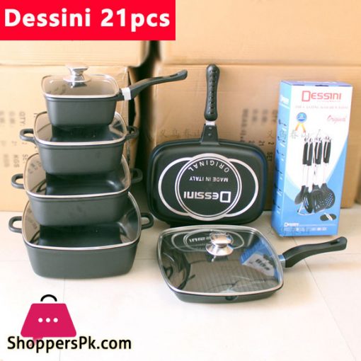 Dessini Die-Cast Cookware Set Non-Stick - 21 Pcs