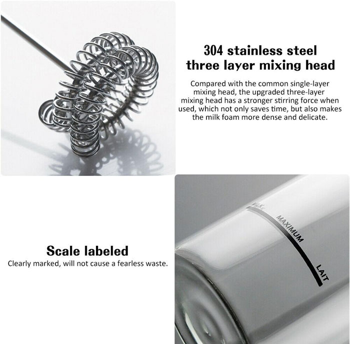 Electric Milk Frother Egg Beater Coffee Whisk Mixer Jug Cup Kitchen