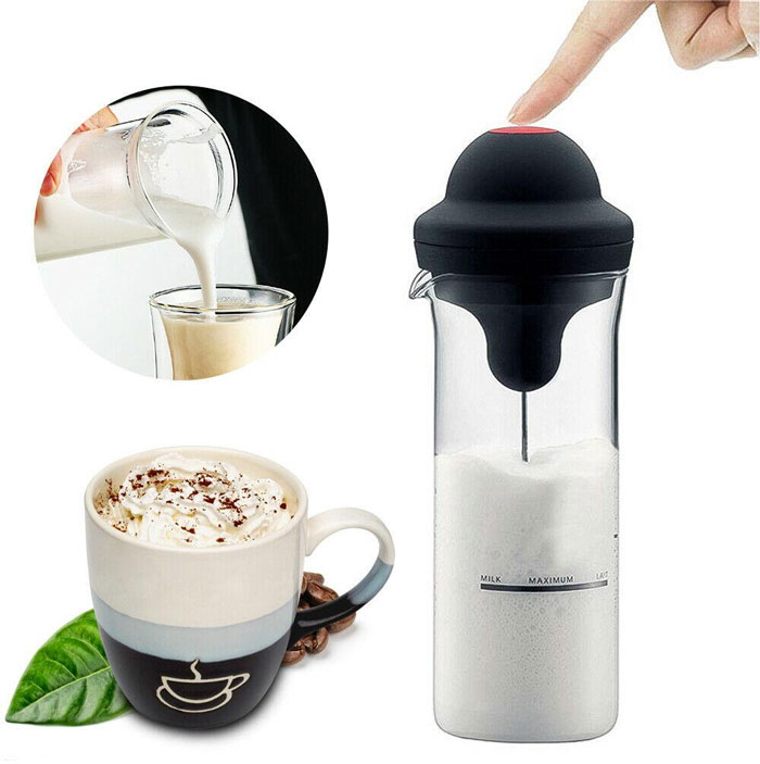 Electric Milk Frother Egg Beater Coffee Whisk Mixer Jug Cup Kitchen
