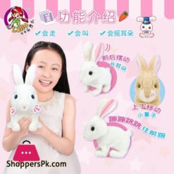 Electric Toy Small Rabbit Simulation Plush Small White Rabbit Will Be The Walking Small Rabbit Intelligence Machine Rabbit Toy|Electronic Plush Toys