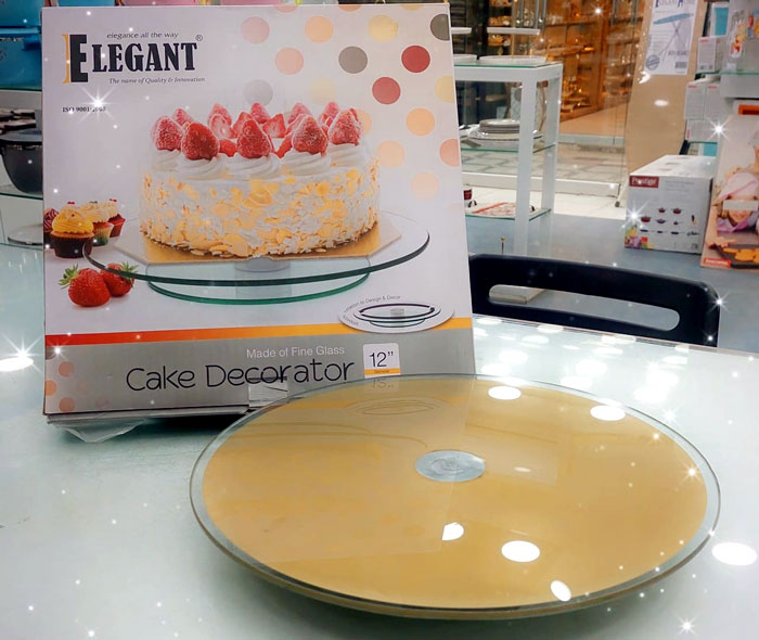 Elegant Bakeware Cake Decorator Tempered Glass Rotating Turntable - 12 Inch 