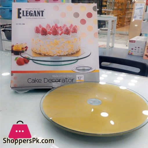 Elegant Bakeware Cake Decorator Tempered Glass Rotating Turntable - 12 Inch 