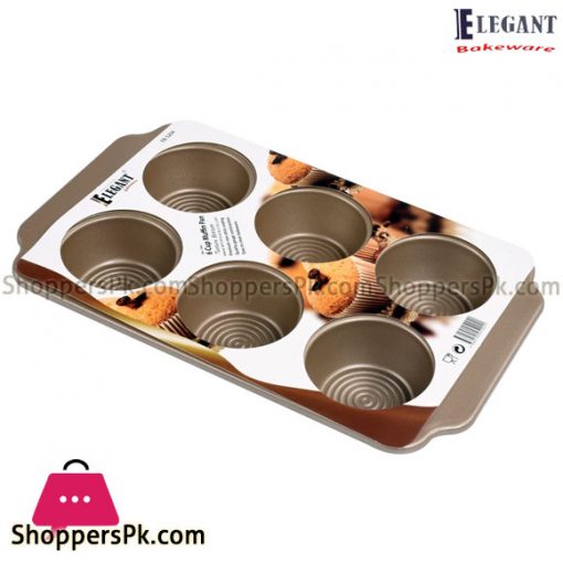Elegant Bakeware Non-Stick Texture Bottom 6 Cup Muffin Pan – EB5204
