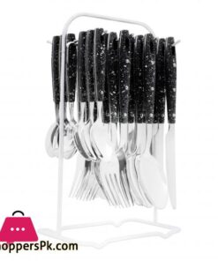 Elegant Stainless Steel Cutlery Set, 24 Pieces, Black Dots, EL-2012