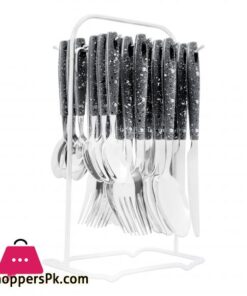 Elegant Stainless Steel Cutlery Set, 24 Pieces, Gray Dots, EL-2013