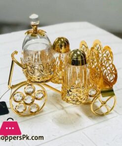 Golden Decorative Salt & Pepper Cart