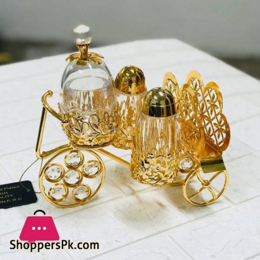 Golden Decorative Salt & Pepper Cart