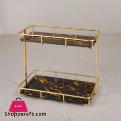 Golden Frame 2 Tier Cake Server In Glass - New Arrival