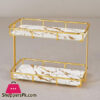 Golden Frame 2 Tier Cake Server in Glass - New Arrival