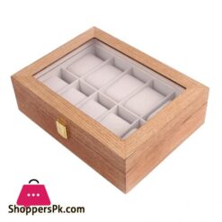 High Quality 10 Slot Watch Box Organizer Watch Case With Glass Top 7 Wood Watch Box With Clear Cover Fashion New Home Shop Waist Band Bracelet Hoder Organizer 10/6 Grids Jewelry Storage Box|Watch Boxes