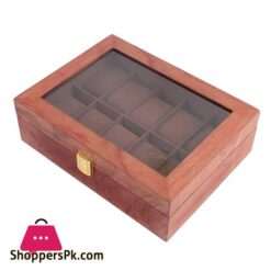 High Quality 10 Slot Watch Box Organizer Watch Case With Glass Top 8 Wood Watch Box With Clear Cover Fashion New Home Shop Waist Band Bracelet Hoder Organizer 10/6 Grids Jewelry Storage Box|Watch Boxes