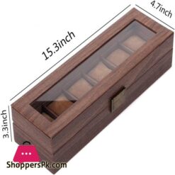 Readaeer 6 Slot Pu Leather Watch Box Organizer Watch Case With Glass Top