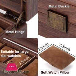 Readaeer 6 Slot Pu Leather Watch Box Organizer Watch Case With Glass Top