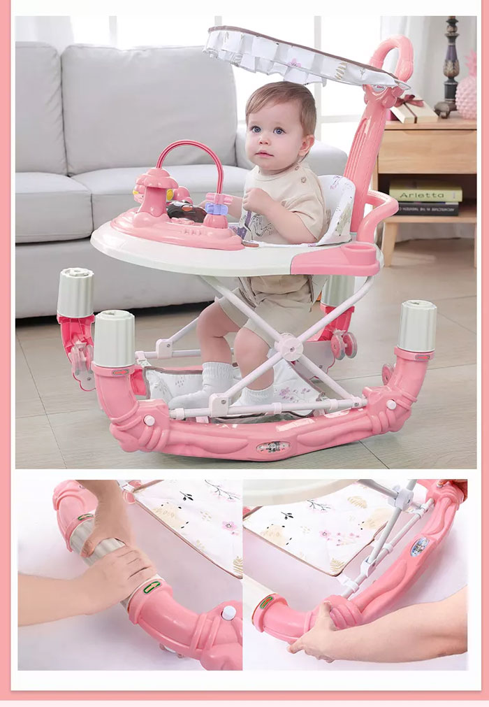 High Quality 360 Rotating Round Rolling Baby Walker - 3In1