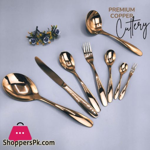 High Quality PVD Copper Coated Heavy Copper Steel Cutlery Set of 38