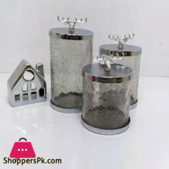 Jaam Sazan Silver Deer Metal And Glass Suitable For Sugar Tea Candy Set Of 3