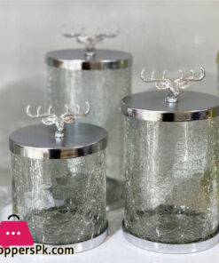 Jaam Sazan Silver Deer Metal and Glass Suitable for Sugar Tea Candy Set of 3