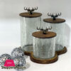 Jaam Sazan Silver Deer Wood And Glass Suitable For Sugar Tea Candy Set Of 3