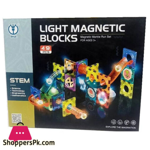LIGHT MAGNETIC BLOCKS Magnetic Marble Run Set 49-PCS