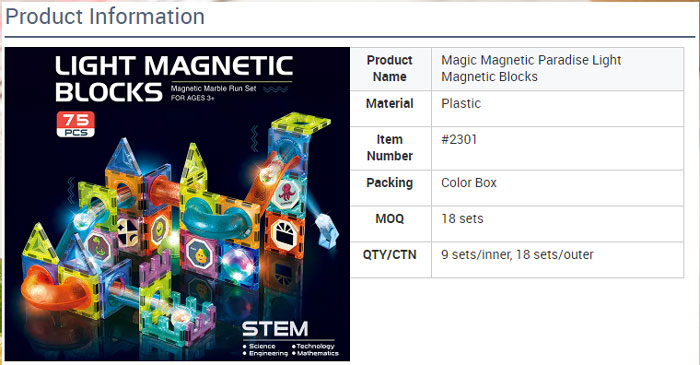 Light Magnetic Blocks (Magnetic Marble Run Set) 75 - Pcs