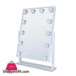 Leadzones Makeup Mirror with Lights,12 LED Vanity Light-up Mirror,Professional Mirror with Smart Touch Control 3 Colors Dimable and 360°Rotation for Dressing Room Bedroom,White