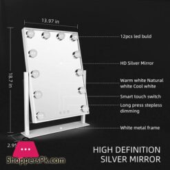 Leadzones Makeup Mirror With Lights,12 Led Vanity Light-Up Mirror,Professional Mirror With Smart Touch Control 3 Colors Dimable And 360°Rotation For Dressing Room Bedroom,White