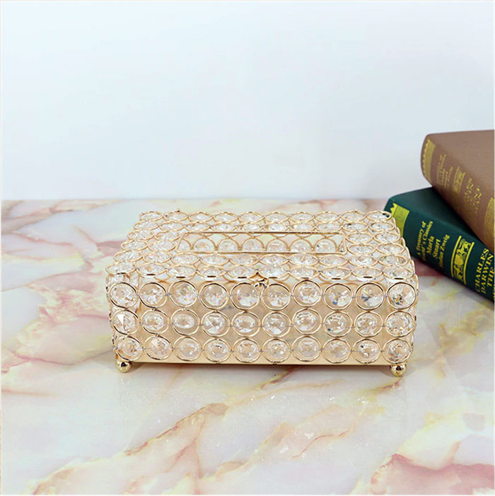 Luxury Crystal Glass Napkin Tissue Box Holder Bedroom Office Hotel Cafe