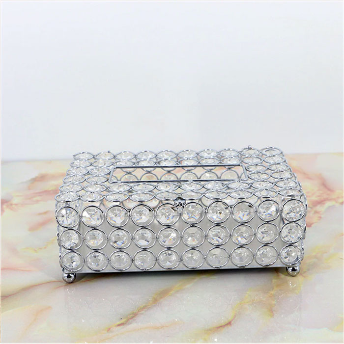 Luxury Crystal Glass Napkin Tissue Box Holder Bedroom Office Hotel Cafe