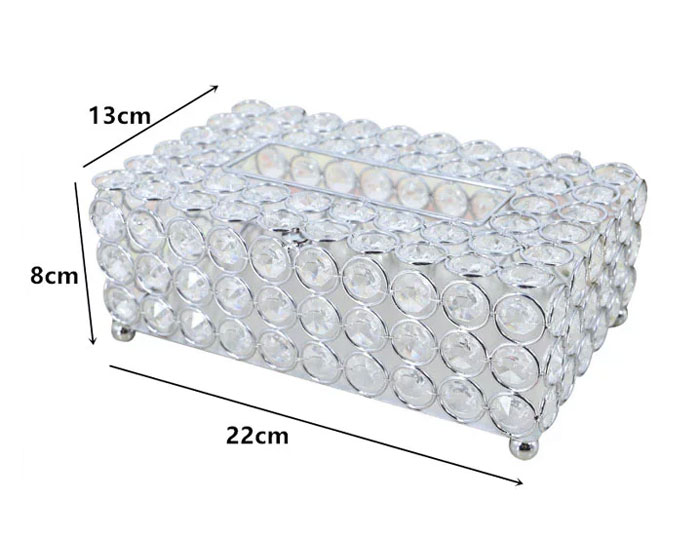 Luxury Crystal Glass Napkin Tissue Box Holder Bedroom Office Hotel Cafe