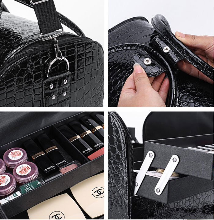 Make Up Bag For Travel Storage Bags Waterproof Makeup Bag Cosmetic Case Brush Holder With Adjustable Divider- Cosmetic Case