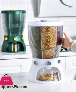Rotatable Kitchen Food Storage Cereal Dispenser Storage Box Multifunctional Rotating Food Storage Box With Lid Moisture Insect Proof Grain Organizer Moisture Proof Separat Rice Bucket Rotating Dry Food Rice Container Storage Case Flour Grain Storage Box