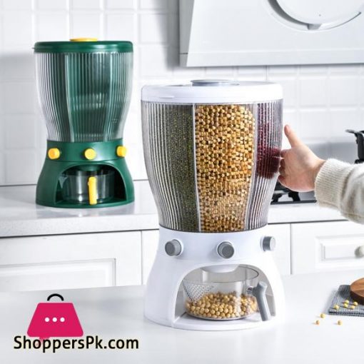 Rotatable Kitchen Food Storage Cereal Dispenser Storage Box Multifunctional Rotating Food Storage Box With Lid Moisture Insect Proof Grain Organizer Moisture Proof Separat Rice Bucket Rotating Dry Food Rice Container Storage Case Flour Grain Storage Box