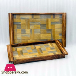 One More Handcrafted Sturdy Tray Set of 2 Coffee Tea & Breakfast Dinner Trays
