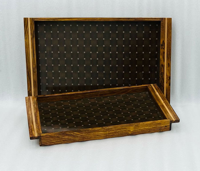 One More Handcrafted Sturdy Tray Set Of 2 Coffee Tea &Amp; Breakfast Dinner Trays